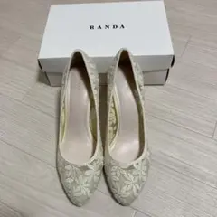 RANDA ランダ フラワーレースパンプス 25㎝