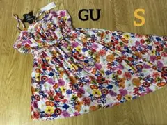 1156 ジーユー 花柄 プリント キャミソールワンピース S