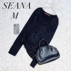 シーナ/カットソー/長袖/黒/Mサイズ/Tシャツ/総柄/美品✨️