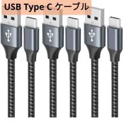 USB Type C ケーブル 【3本セット 1m/1m/2m】3A 急速充電
