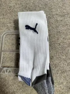 Puma ストライプソックス ホワイト/グレー5足セット