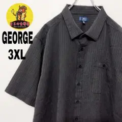 usa古着 GEORGE　半袖ボタンシャツ3XL　ブラックホワイト