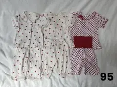 【95cm】 バースデイ コトリ　ハート柄 パジャマ 3SET