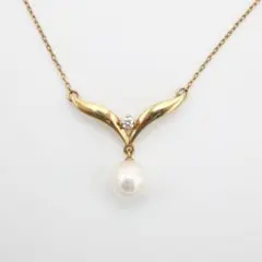 【MIKIMOTO】ネックレス 真珠 K18アコヤパール ダイヤモンド 18金