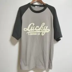 ラグラン　Tシャツ　t-commeca luckyプリント美品