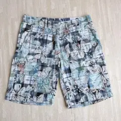 Tailor Vintage 短パン　ハイビスカス柄 パッチワーク　総柄　花柄