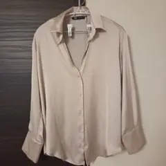 ZARA ベージュ ボタンアップシャツ EU XS