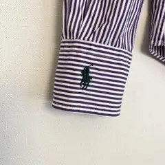 【超レア★袖ポニー★美品★現行タグ】ラルフローレンストライプシャツ★パープル紫