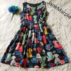 【美品】JaneMarpleジェーンマープル 総柄ポップアート ギャザーワンピ