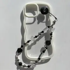 Black×Silver×Clearスマホストラップ♡
