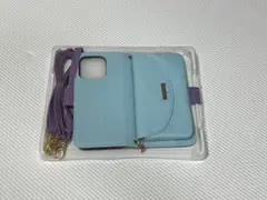 ☆iPhone 14 Pro 多機能ショルダーケース 青×ラベンダー