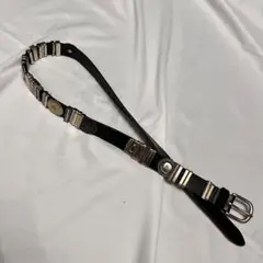 vintage metal parts leather belt