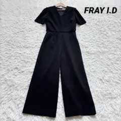 美品 FRAY I.D オールインワン ワイドパンツ 半袖 Vネック ブラックS