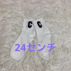 Cロゴ入りホワイトソックス カジュアルファッション 0661