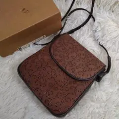 印傳屋 箱付き レザー ショルダーバッグ ポシェット ブラウン