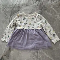 西松屋 花柄 レース付き ロング Ｔシャツ