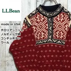 【USA製】エルエルビーン チロリアンニット ウール ノルディック柄 S相当