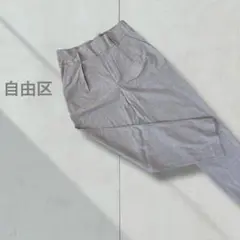 【自由区】テーパードパンツ 麻混合 薄手 パンツ 茶系 レディース