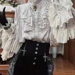 ゴシック・ロリータ風フリルシャツ・ブラウス　Mサイズ　皇子ロリータ