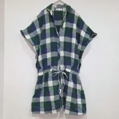 THE SHOP TK MIXPICE　チェックシャツ　チュニック　リネン　F