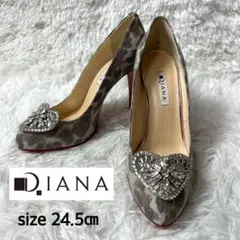 【極美品・未使用品】DIANA ハートビジュウピンヒールパンプス レッドソール
