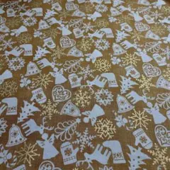 50✕37cmサイズクリスマスモチーフ 綿生地 ベージュ