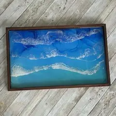 レジンアート　海　アルコールインクアート×波アート