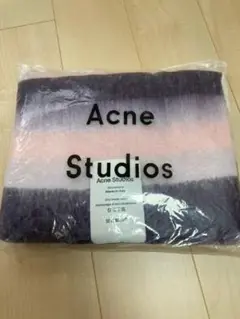 アクネストゥディオズ アルパカ混 ロングマフラー ボーダーマフラー パープル系