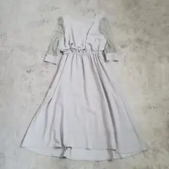 apart by lowrys シフォン袖ワンピース グレー M
