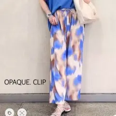 オペークドットクリップ　総柄プリント　イージーパンツ