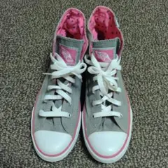 バンズ　ハイカットスニーカー　24cm　グレー　ピンク　VANS