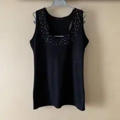 CAPALANCA ブラック タンクトップ Ｍサイズ　ストーン装飾