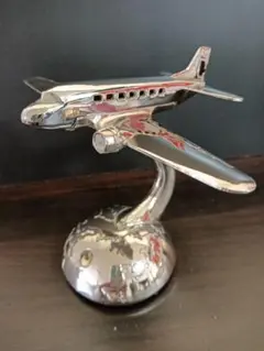 メタル製飛行機オブジェ シルバー