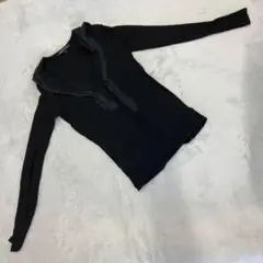 ☆BCBGMAXARIA☆フリルカットソー ブラウス 黒 レディース XS