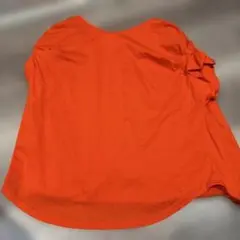 オレンジ ラッフルスリーブ Tシャツ