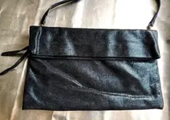 GIANNI CHIARINI 黒メタリック　ショルダー&クラッチ2wayバッグ