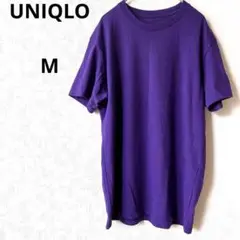 ユニクロ クルーネック半袖Tシャツ　紫色　半袖カットソー　M 無地