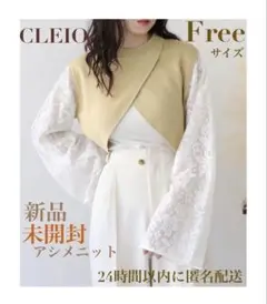 新品　タグ付き　レース スリーブ切替え アシメニット フリーサイズ　2way