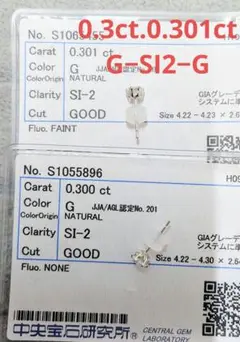 PT ダイヤスタッドピアス 0.3ct.0.3ct 中宝ソーティング付