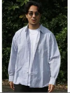 19so stripe shirts blue　ナインティーエスオー　Mサイズ