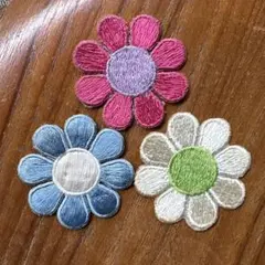 【90sビンテージ】花の刺繍ワッペン3枚セット