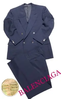 バレンシアガ BALENCIAGA 紺ブレ セットアップ シェル釦AB5