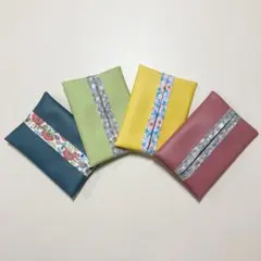 フェイクレザー ポケットティッシュケース 4個セット ハンドメイド