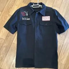 ワコマリア 刺繍入り黒半袖シャツ