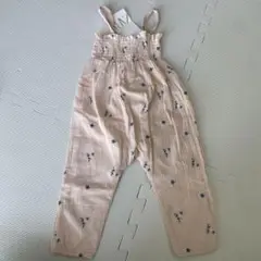 ZARA 花柄刺繍オーバーオール 86cm ピンク