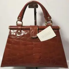 【美品】ALIZE 素上げレザー ハンドバッグ 牛革　金具　クロコ型押し