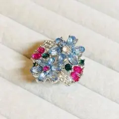 指輪 サファイア ブルー レッド フラワー 花 カラフル おしゃれ かわいい
