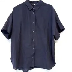 ✨綿100%✨ ユニクロ L シャツ ベーシック シンプル 定番 紺 上品