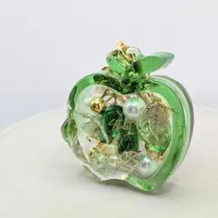 135）大人可愛い☆青りんご　シャカシャカキーホルダー　グリーンアップル