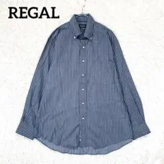 【リーガル】ストライプボタンダウン長袖シャツ(LL)大きいサイズ カジュアル